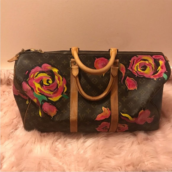 Auth Louis Vuitton vintage Keepall 50 custom painted ! - Picture 1 of 8